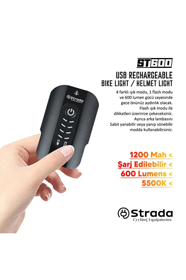 Strada ST-600 Çift Yönlü Lityum Şarj Edilebilir Far